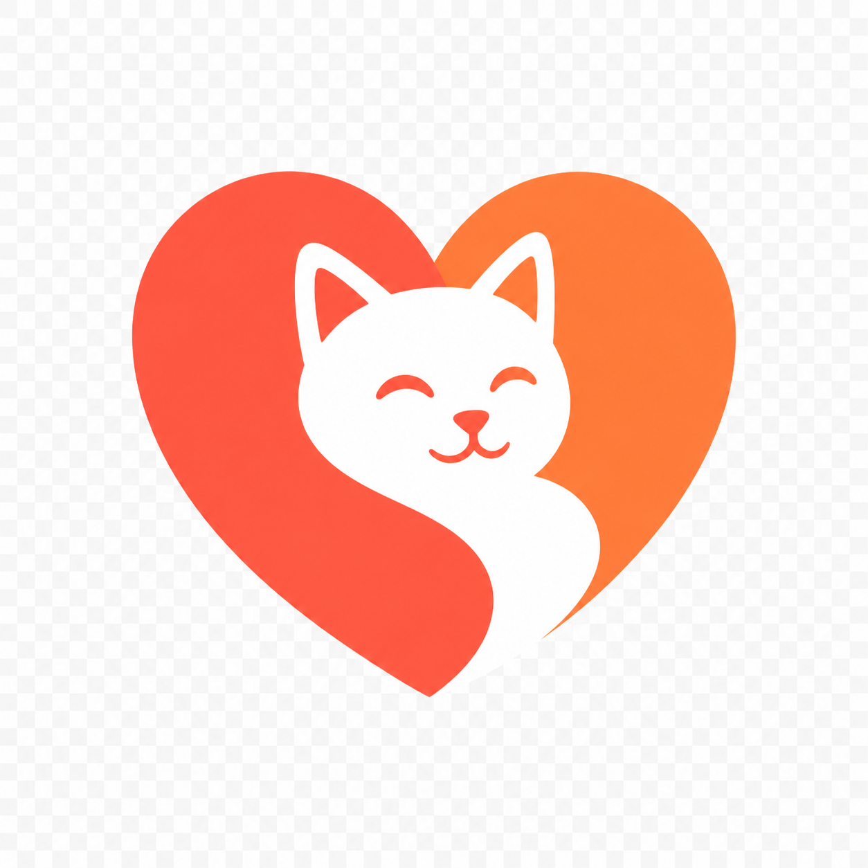 A smiling cat image within a heart